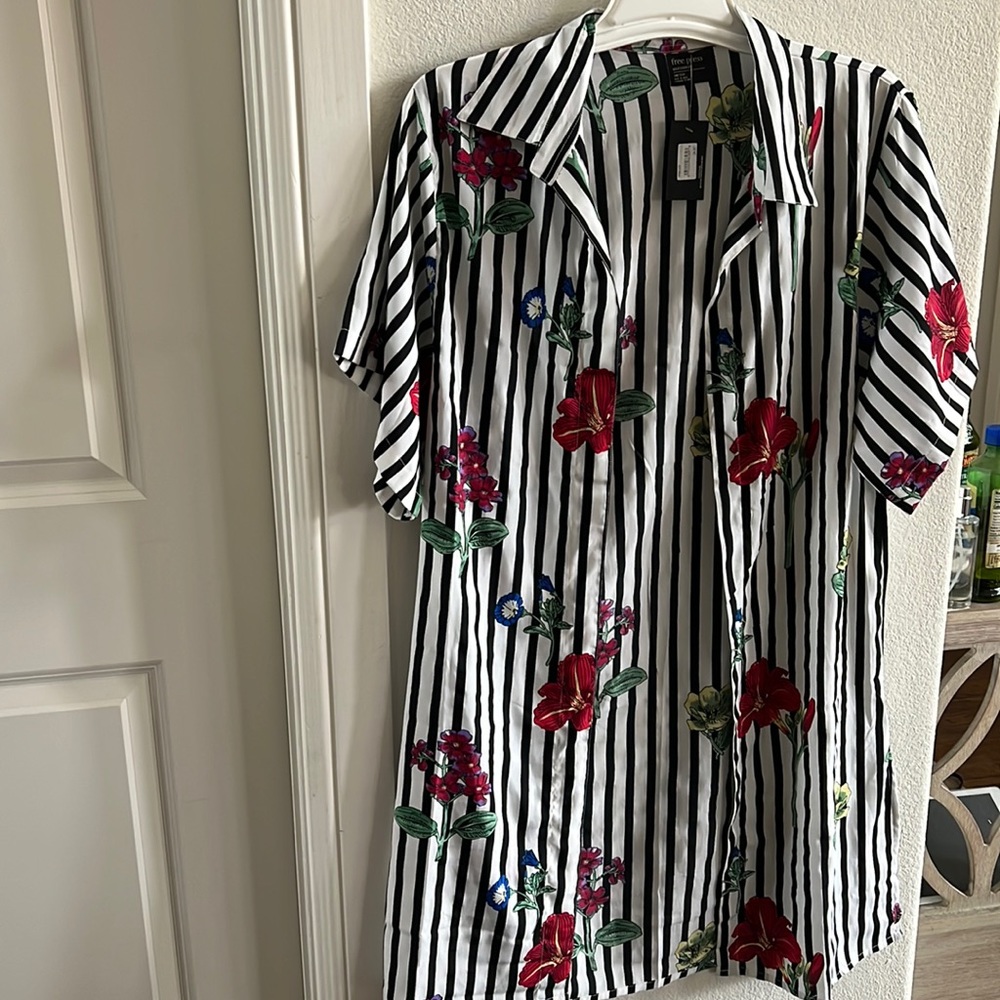 Floral and stripe kimono top